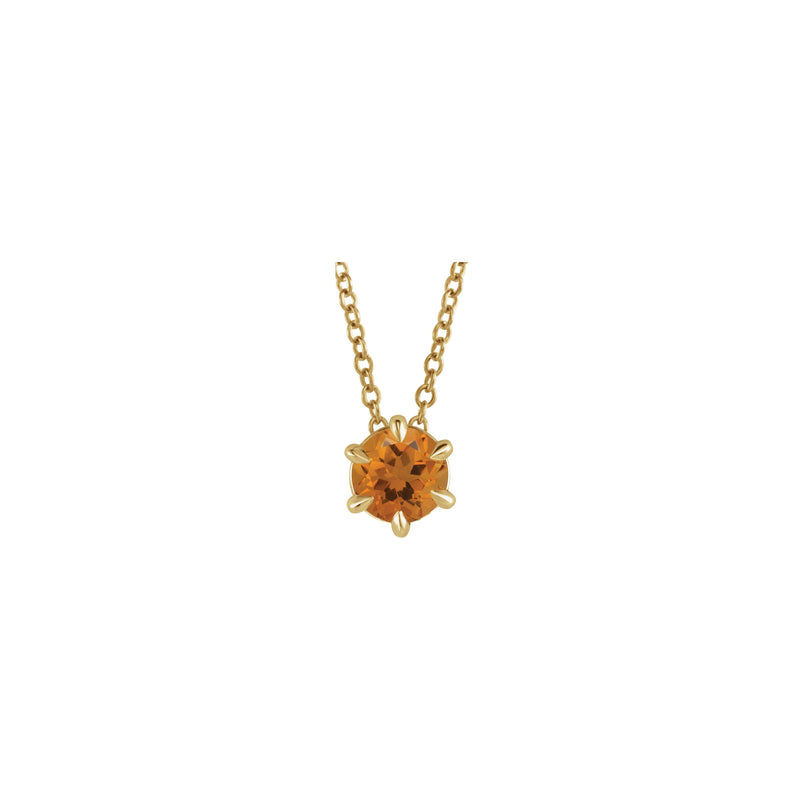 Natural Citrine Solitaire Claw Necklace (14K) front - Popular Jewelry - New York