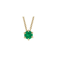 Natural Emerald Solitaire Claw Prong Necklace (14K) front - Popular Jewelry - New York