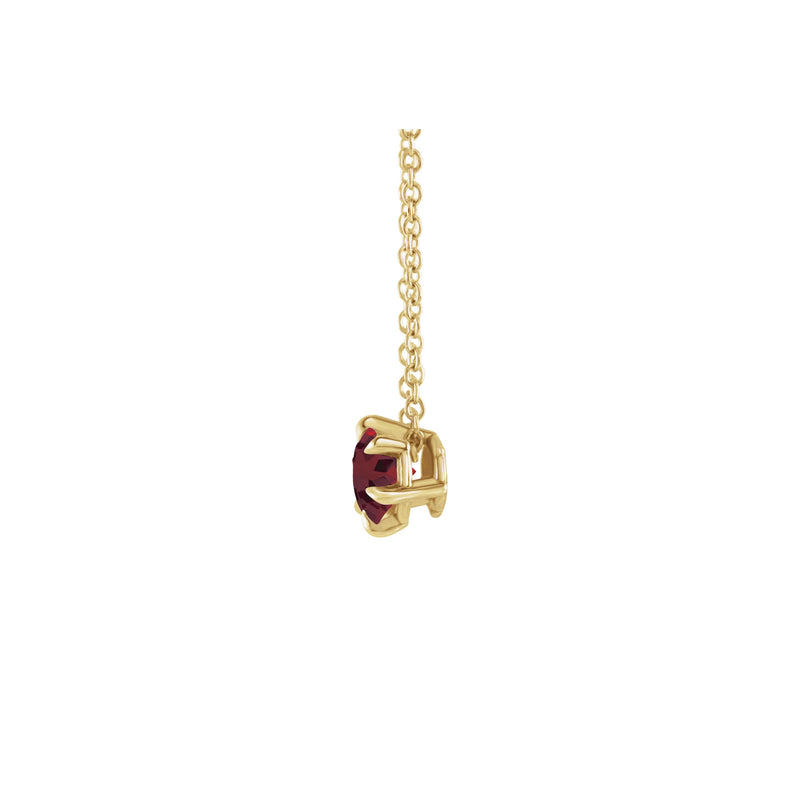 Natural Mozambique Garnet Solitaire Claw Necklace (14K) side - Popular Jewelry - New York