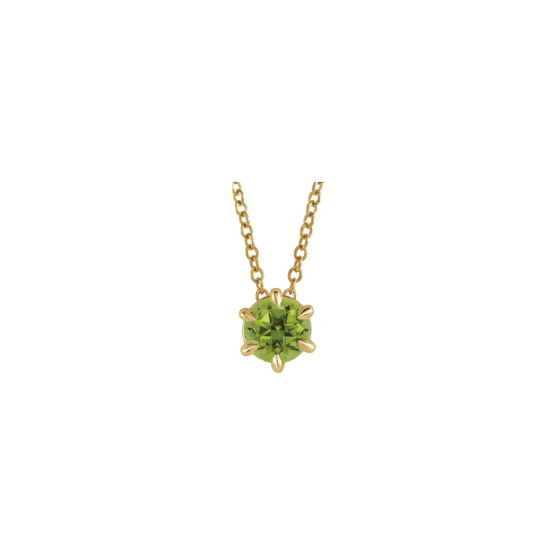 Natural Peridot Solitaire Claw Necklace (14K) front - Popular Jewelry - New York