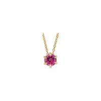 Natural Pink Tourmaline Solitaire Claw Necklace (14K) front - Popular Jewelry - New York