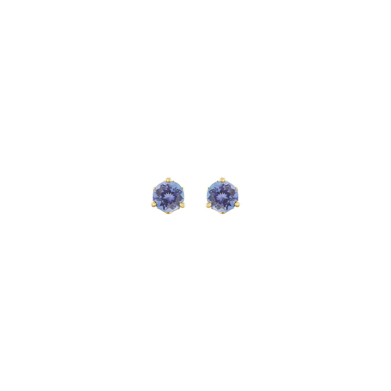 Natural Round Tanzanite Stud Earrings (14K) front - Popular Jewelry - New York