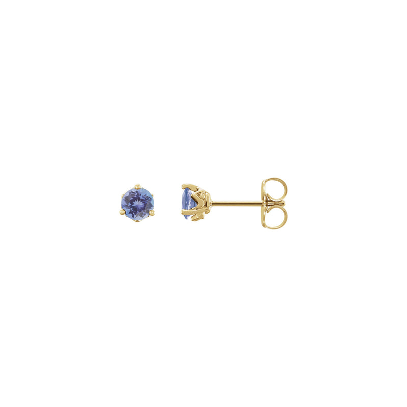 Natural Round Tanzanite Stud Earrings (14K) main - Popular Jewelry - New York