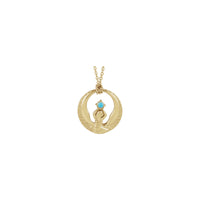 Natural Turquoise Phoenix Necklace (14K) front - Popular Jewelry - New York