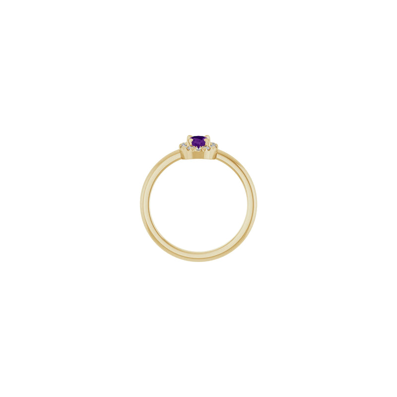 Oval Natural Amethyst with Diamond French-Set Halo Ring (14K) setting - Popular Jewelry - New York