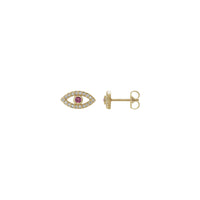 Pink Tourmaline and White Sapphire Evil Eye Stud Earrings (14K) main - Popular Jewelry - New York