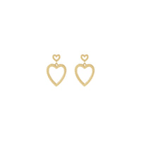 Small and Large Heart Outline Dangle Earrings (14K) front - Popular Jewelry - New York