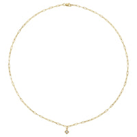 Square Diamond Bezel Solitaire Paperclip Necklace (14K) preview - Popular Jewelry - New York