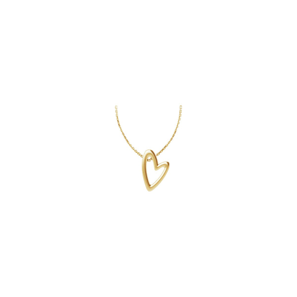 Tilted Heart Outline Necklace (14K) front - Popular Jewelry - New York