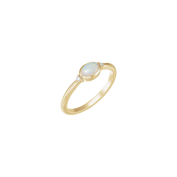 White Ethiopian Opal and Diamond Ring (14K) main - Popular Jewelry - New York