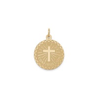 Zigzag Patterned Engravable Confirmation Medal (14K) front - Popular Jewelry - New York