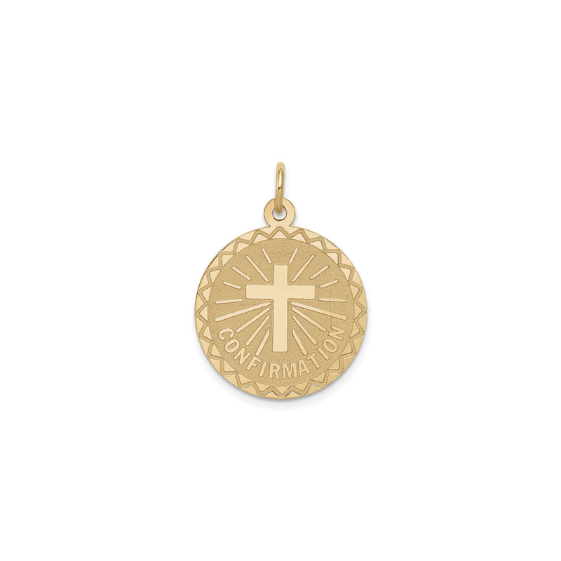 Zigzag Patterned Engravable Confirmation Medal (14K) front - Popular Jewelry - New York