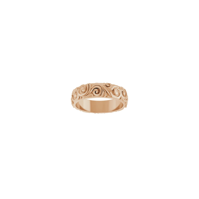 3D Swirls Pattern Ring (Rose 14K) front - Popular Jewelry - New York