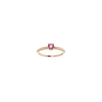 4 mm Round Natural Pink Tourmaline Solitaire Ring (Rose 14K) front - Popular Jewelry - New York