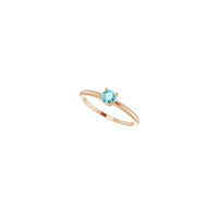 4 mm Round Natural Blue Zircon Solitaire Ring (14K Rose) diagonal - Popular Jewelry - New York