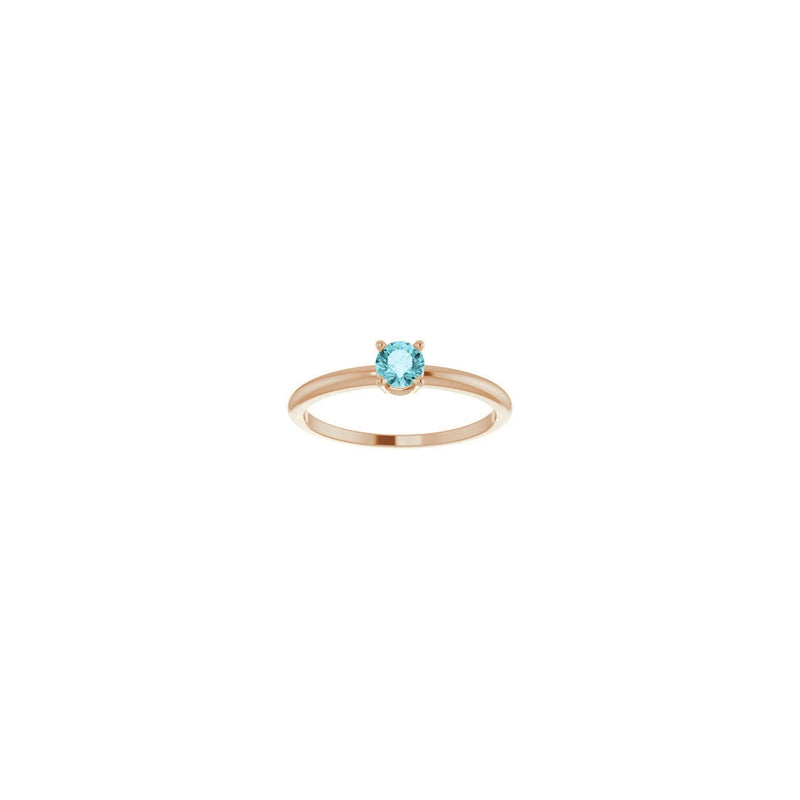 4 mm Round Natural Blue Zircon Solitaire Ring (14K Rose) front - Popular Jewelry - New York