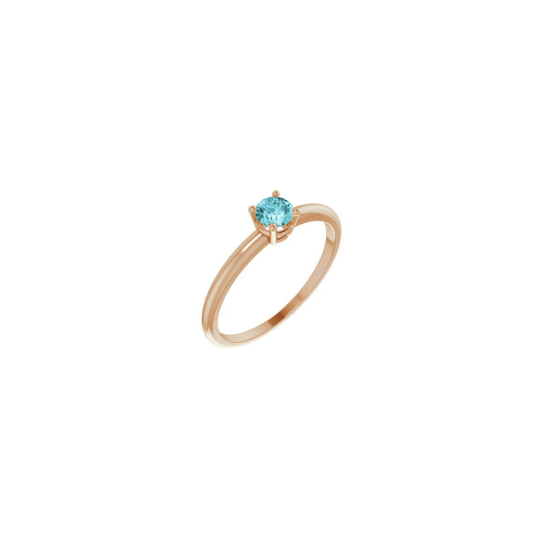 4 mm Round Natural Blue Zircon Solitaire Ring (14K Rose) main - Popular Jewelry - New York