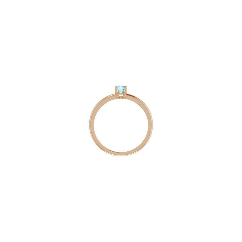 4 mm Round Natural Blue Zircon Solitaire Ring (14K Rose) setting  - Popular Jewelry - New York