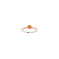 4 mm Round Natural Citrine Solitaire Ring (Rose 14K) front - Popular Jewelry - New York