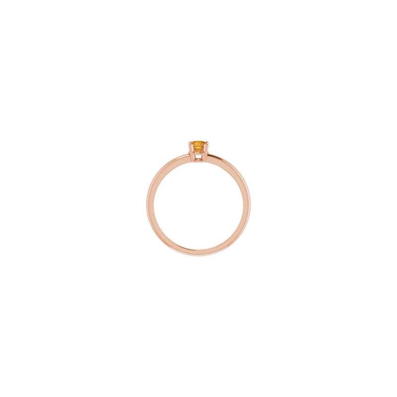 4 mm Round Natural Citrine Solitaire Ring (Rose 14K) setting - Popular Jewelry - New York