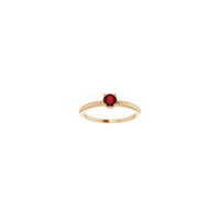 4 mm Round Natural Mozambique Garnet Solitaire Ring (Rose 14K) front - Popular Jewelry - New York