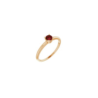 4 mm Round Natural Mozambique Garnet Solitaire Ring (Rose 14K) main - Popular Jewelry - New York