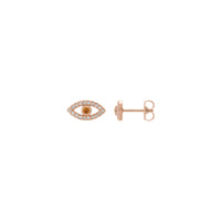 Citrine and White Sapphire Evil Eye Stud Earrings (14K Rose) main - Popular Jewelry - New York