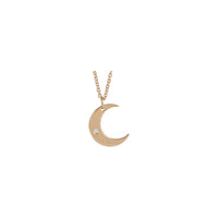 Crescent Moon Diamond Necklace (Rose 14K) front - Popular Jewelry - New York