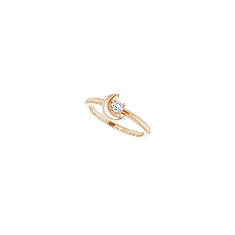 Crescent Moon with Natural Round Diamond Ring (Rose 14K) diagonal - Popular Jewelry - New York