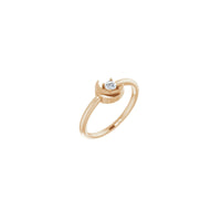 Crescent Moon with Natural Round Diamond Ring (Rose 14K) main - Popular Jewelry - New York