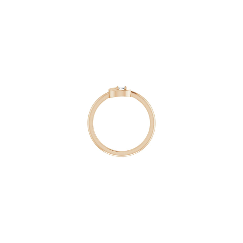 Crescent Moon with Natural Round Diamond Ring (Rose 14K) setting - Popular Jewelry - New York