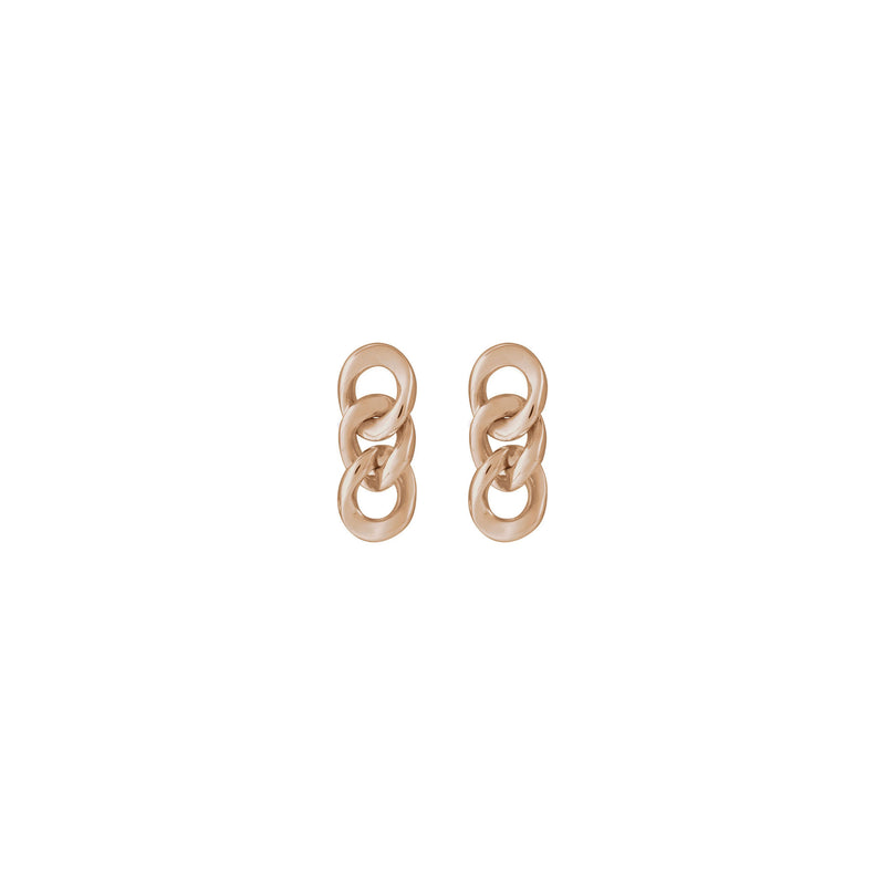 Curb Chain Link Earrings (Rose 14K) front - Popular Jewelry - New York