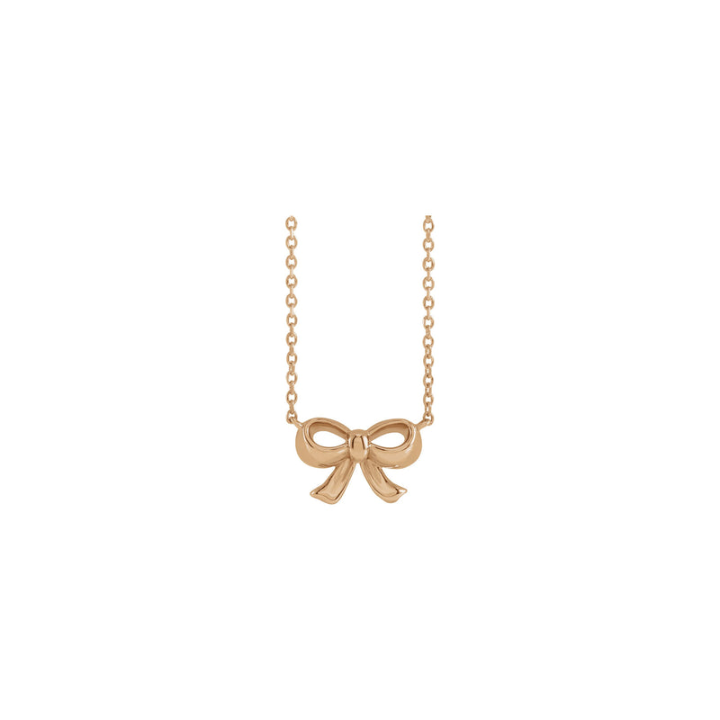 Cute Bow Necklace (Rose 14K) front - Popular Jewelry - New York