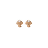 Diamond-Dot Mushroom Stud Earrings (Rose 14K) front - Popular Jewelry - New York