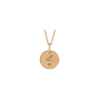 Engravable Round Starburst Medal Necklace (Rose 14K) engraved - Popular Jewelry - New York