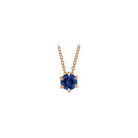 Natural Blue Sapphire Solitaire Claw Necklace (Rose 14K) front - Popular Jewelry - New York