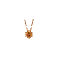 Natural Citrine Solitaire Claw Necklace (Rose 14K) front - Popular Jewelry - New York