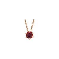 Natural Mozambique Garnet Solitaire Claw Necklace (Rose 14K) front - Popular Jewelry - New York