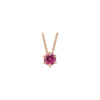 Natural Pink Tourmaline Solitaire Claw Necklace (Rose 14K) front - Popular Jewelry - New York