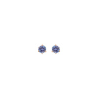 Natural Round Tanzanite Stud Earrings (Rose 14K) front - Popular Jewelry - New York