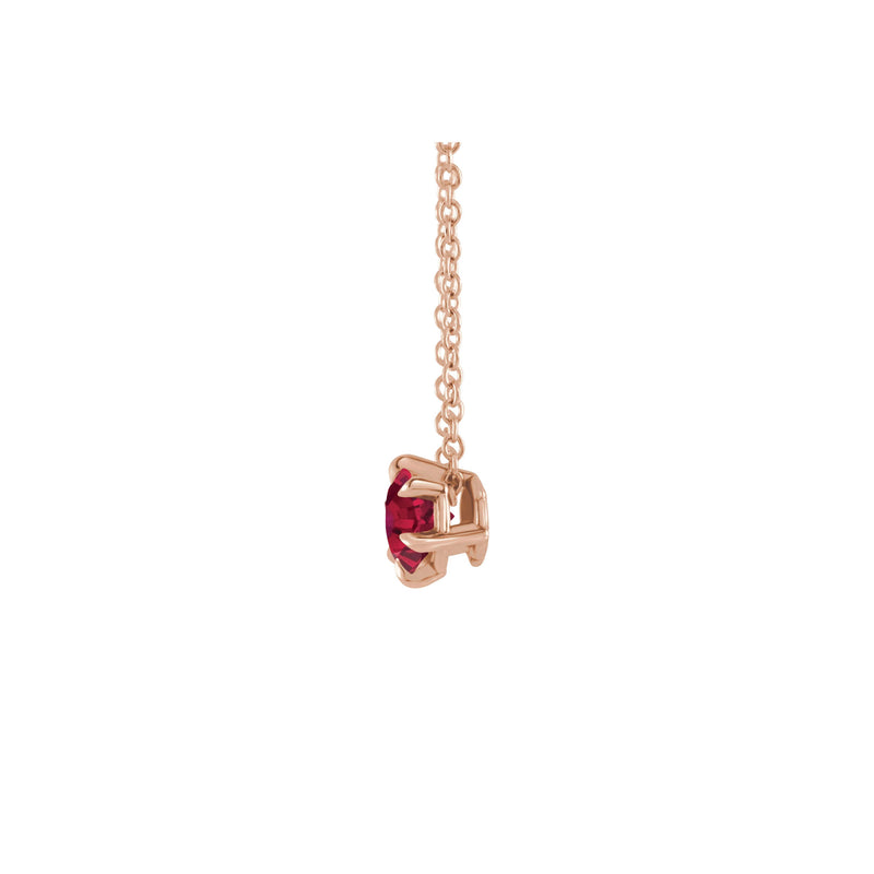 Natural Ruby Solitaire Claw Necklace (Rose 14K) front - Popular Jewelry - New York