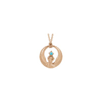 Natural Turquoise Phoenix Necklace (Rose 14K) front - Popular Jewelry - New York