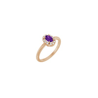 Oval Natural Amethyst with Diamond French-Set Halo Ring (Rose 14K) main - Popular Jewelry - New York