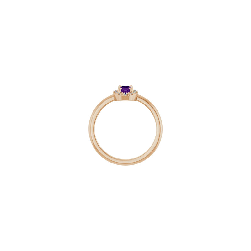 Oval Natural Amethyst with Diamond French-Set Halo Ring (Rose 14K) setting - Popular Jewelry - New York