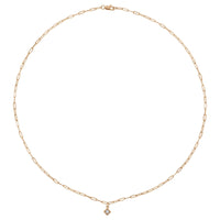 Square Diamond Bezel Solitaire Paperclip Necklace (Rose 14K) preview - Popular Jewelry - New York