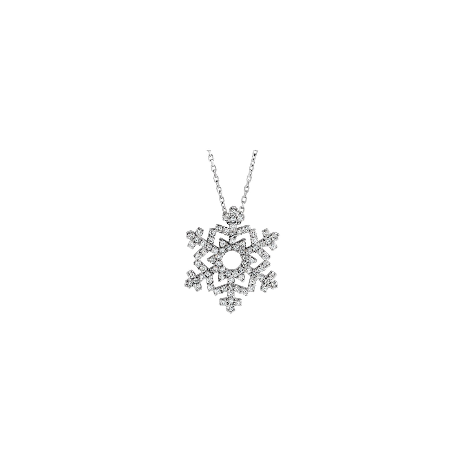 Diamond snowflake necklace in fashion 14k white gold