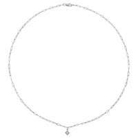 Square Diamond Bezel Solitaire Paperclip Necklace (White 14K) preview - Popular Jewelry - New York