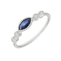 Diamond & Sapphire Fancy White Gold Ring (Ring)