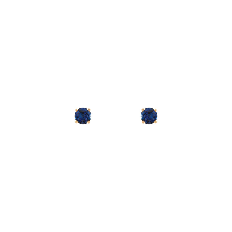 4 mm Round Natural Blue Sapphire Solitaire Stud Earrings (14K)