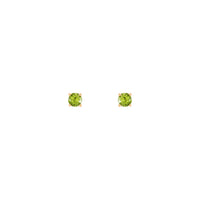 4 mm Round Natural Peridot Solitaire Stud Earrings (14K)